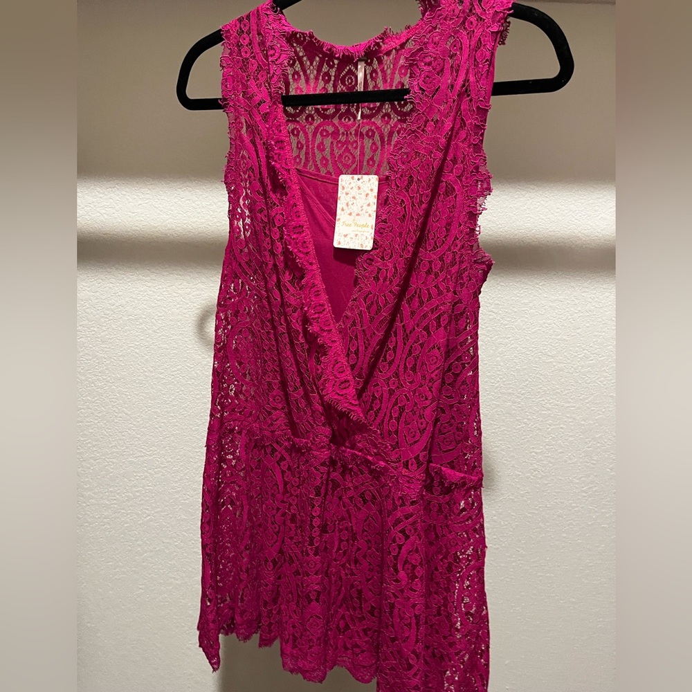 Free People Pink Lace Mini Dress